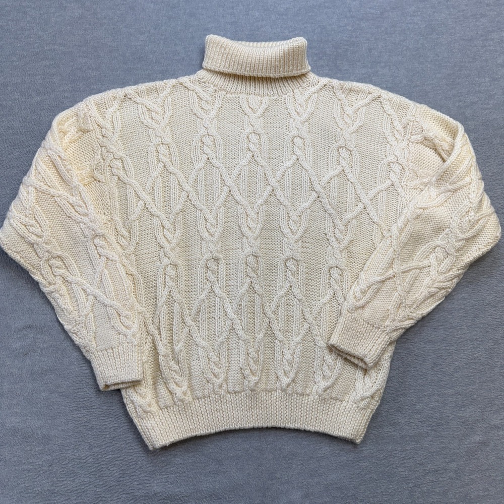 Vintage Outback Red Sweater Womens Small Cream Cable Knit Turtleneck Fisherman‎